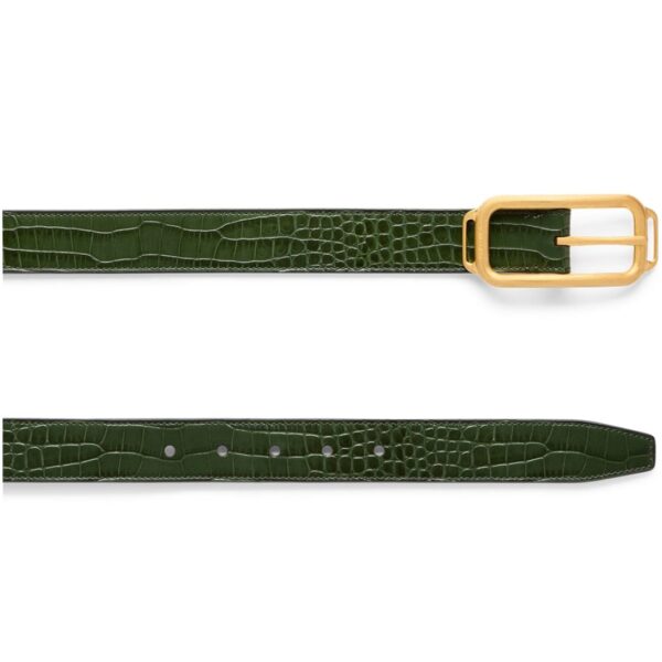 TOM FORD PRINTED CROC STADIUM BUCKLE BELT RIFLE GREEN - Image 3