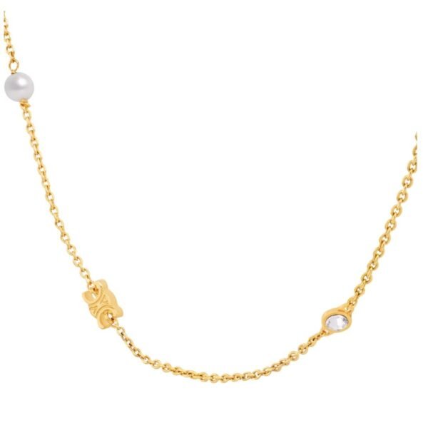 CELINE LES PERLES NECKLACE IN STRASS RESIN PEARLS AND BRASS WITH GOLD FINISH - Image 2