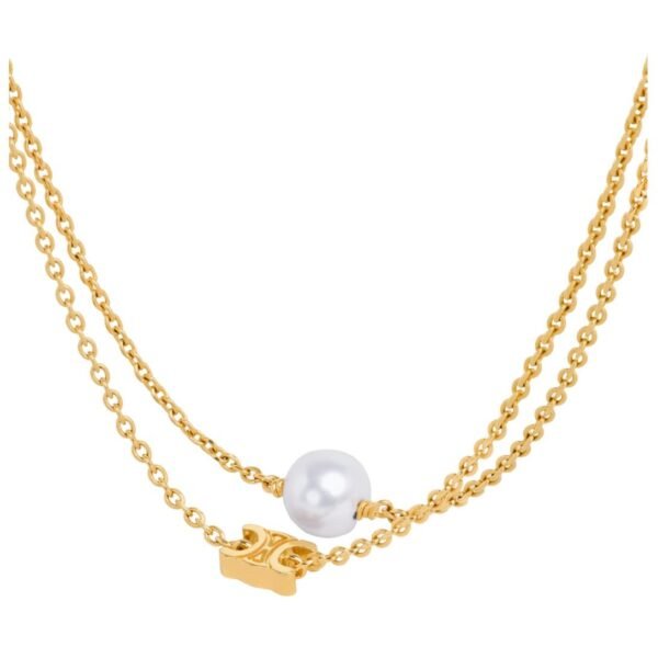 CELINE LES PERLES BRACELET IN RESIN PEARL AND BRASS WITH GOLD FINISH - Image 2