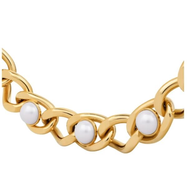 CELINE LES PERLES MAILLON NECKLACE IN BRASS WITH GOLD FINISH AND RESIN PEARLS - Image 2