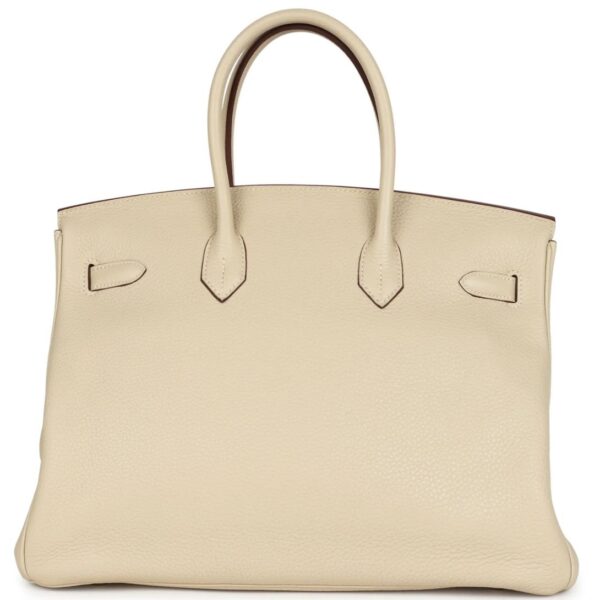 PRE-OWNED HERMÈS BIRKIN 35 PARCHEMIN CLEMENCE GOLD HARDWARE - Image 2