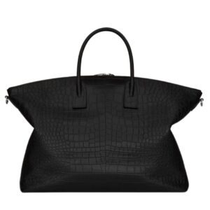 SAINT LAURENT GIANT BOWLING BAG IN CROCODILE-EMBOSSED LEATHER