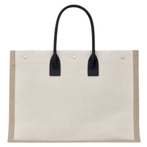 SAINT LAURENT RIVE GAUCHE LARGE TOTE BAG IN PRINTED CANVAS AND LEATHER