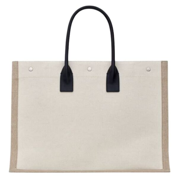 SAINT LAURENT RIVE GAUCHE LARGE TOTE BAG IN PRINTED CANVAS AND LEATHER - Image 2