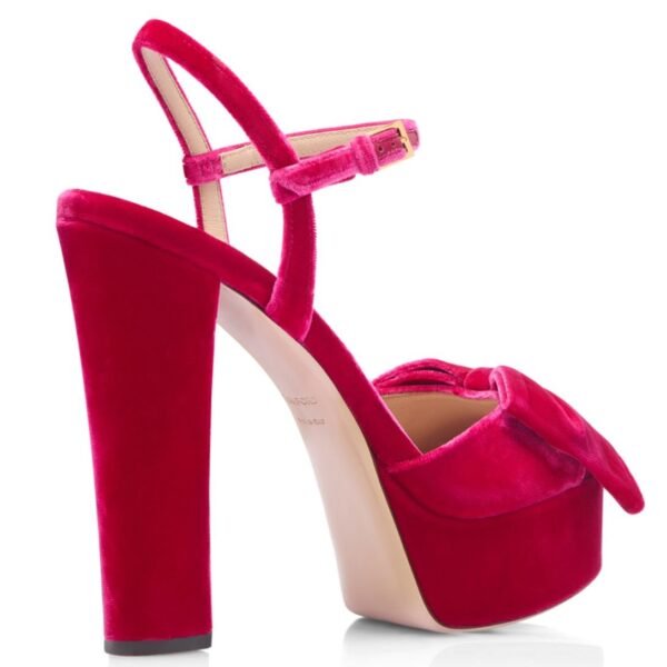 TOM FORD VELVET BRIGITTE PLATFORM SANDAL CRIMSON PINK - Image 2
