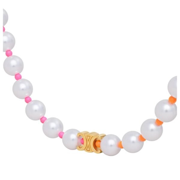 CELINE PLAGE PEARL NECKLACE IN BRASS WITH GOLD FINISH AND RESIN PEARLS - Image 2