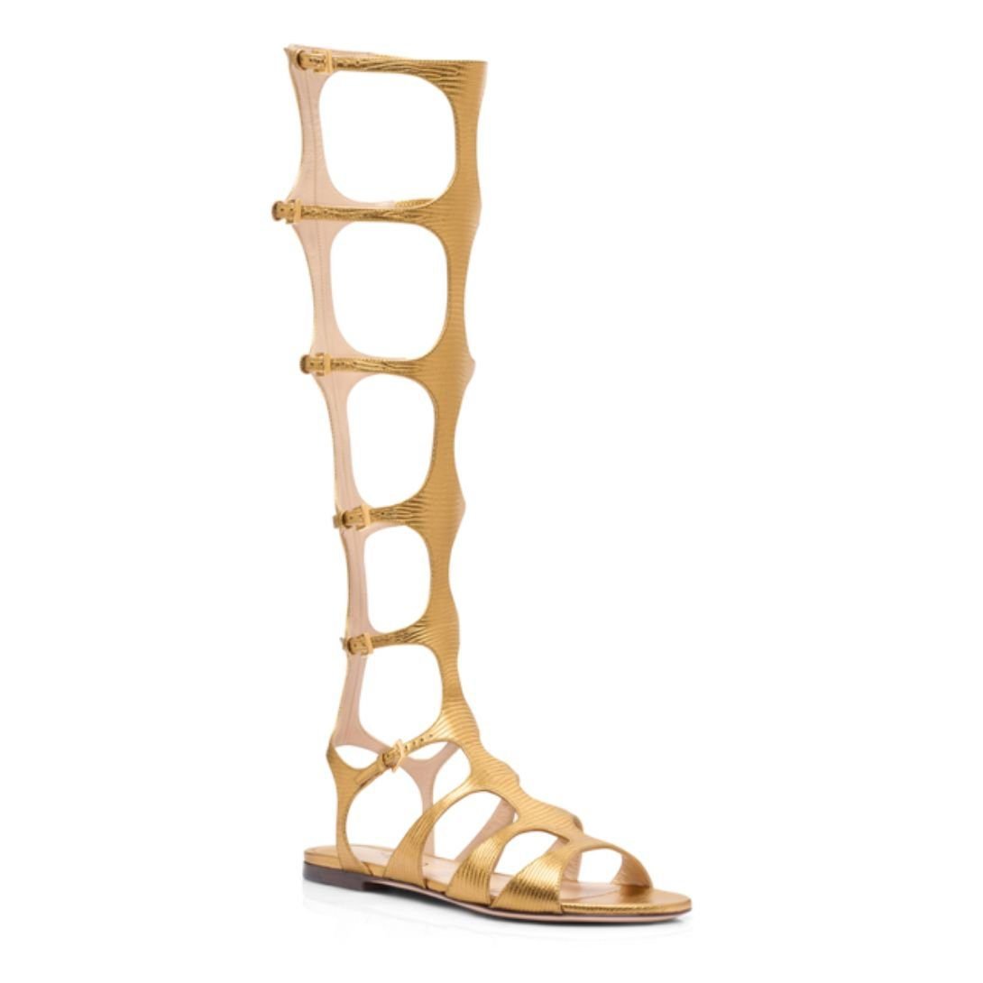 TOM FORD LAMINATED PRINTED LIZARD PARADIS KNEE HIGH SANDAL - Image 2