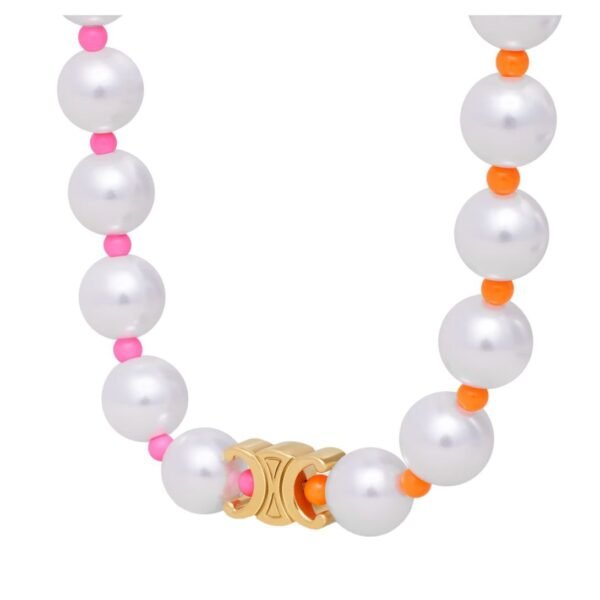 CELINE PLAGE PEARL BRACELET IN BRASS WITH GOLD FINISH AND RESIN PEARLS - Image 2
