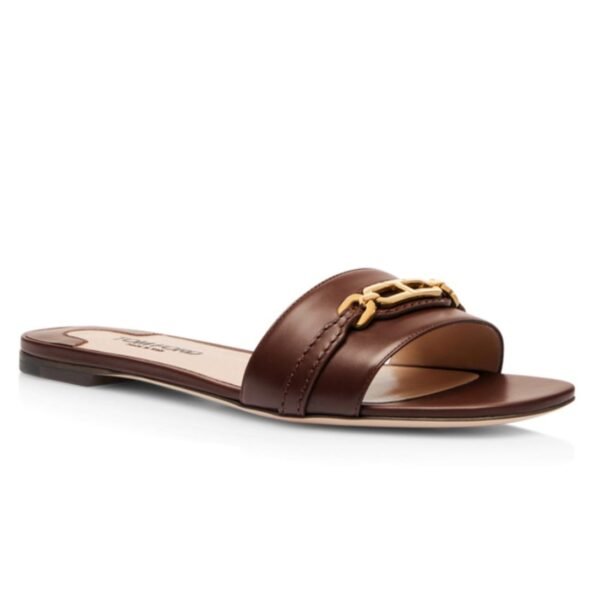 TOM FORD LEATHER WHITNEY SLIDE SADDLE BROWN - Image 2