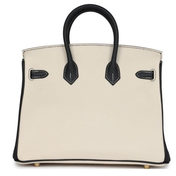 HERMÈS SPECIAL ORDER (HSS) BIRKIN 25 CRAIE AND BLACK TOGO BRUSHED GOLD HARDWARE - Image 2