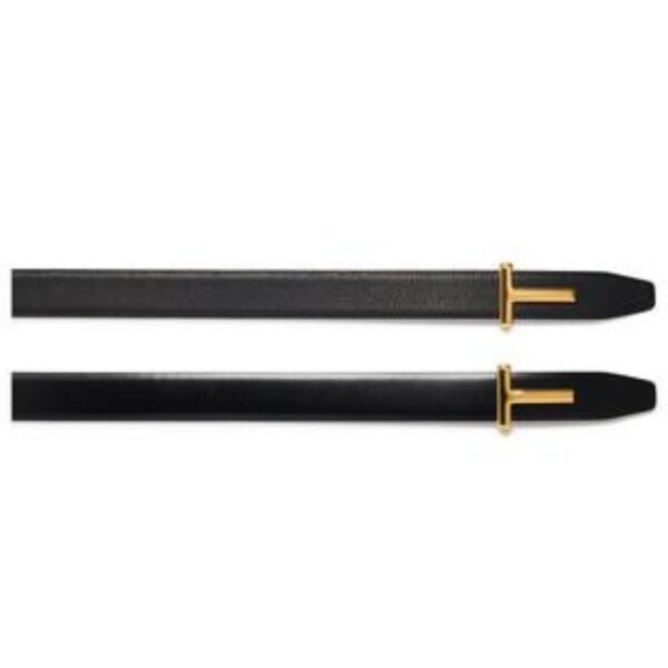 TOM FORD GRAINED LEATHER AND SHINY SMOOTH LEATHER REVERSIBLE T BELT - Image 2