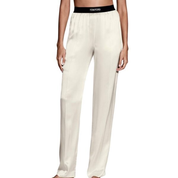 TOM FORD STRETCH SILK SATIN PJ PANTS ECRU - Image 2