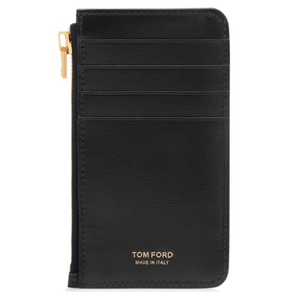 TOM FORD PALMELLATO EFFECT LEATHER ZIPPED CARD HOLDER BLACK - Image 2