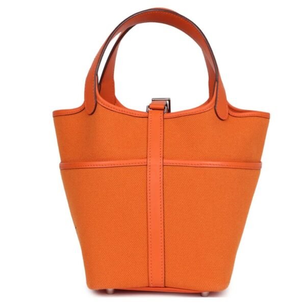 HERMÈS PICOTIN CARGO 18 ORANGE SWIFT AND TOILE CANVAS PALLADIUM HARDWARE - Image 2
