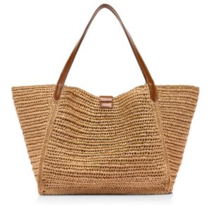 TOM FORD RAFFIA AND LEATHER TARA LARGE TOTE