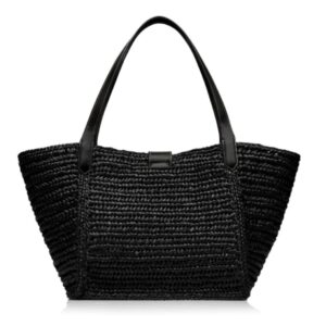 TOM FORD RAFFIA AND LEATHER TARA MEDIUM TOTE