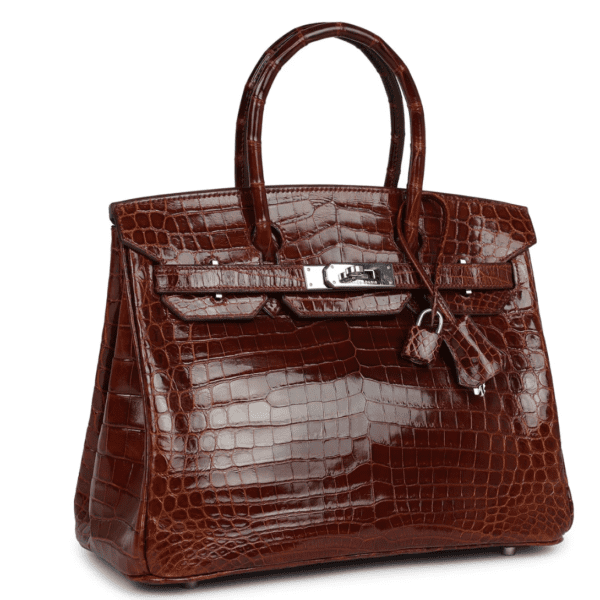 PRE-OWNED HERMÈS BIRKIN 30 MIEL SHINY NILOTICUS CROCODILE PALLADIUM HARDWARE - Image 3