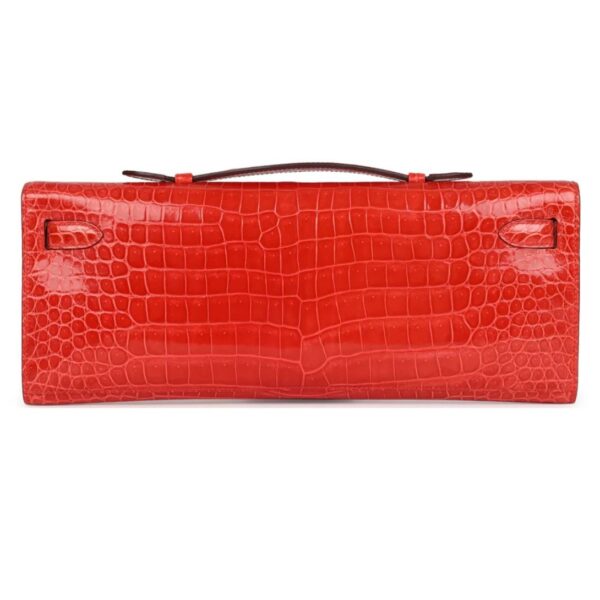 HERMÈS KELLY CUT ORANGE POPPY SHINY POROSUS CROCODILE GOLD HARDWARE - Image 2