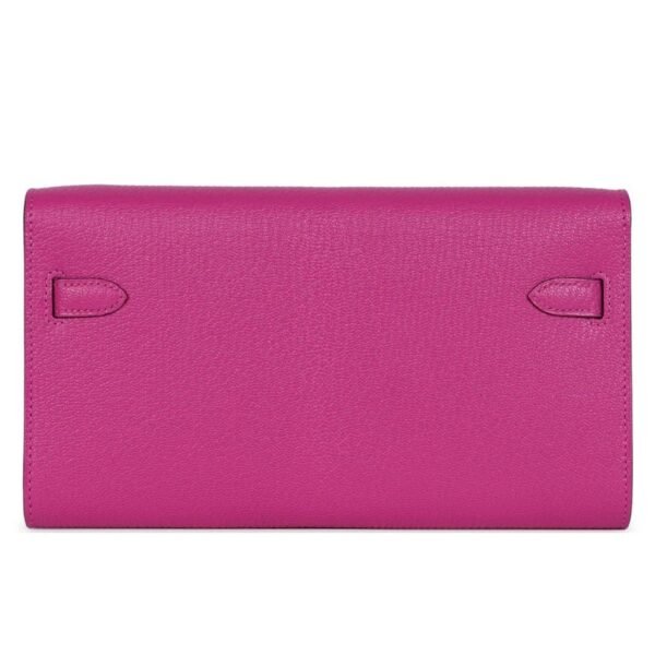 HERMÈS KELLY WALLET TO GO ROSE POURPRE CHEVRE MYSORE PALLADIUM HARDWAER - Image 2