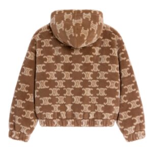 CELINE HOODED JACKET IN TRIOMPHE WOOL AND FUR