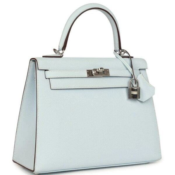 PRE-OWNED HERMÈS KELLY SELLIER 25 BLEU BRUME EPSOM PALLADIUM HARDWARE - Image 3