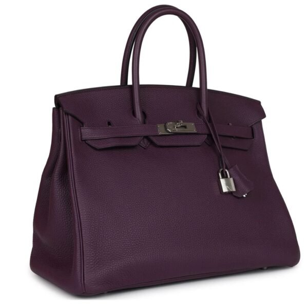 PRE-OWNED HERMÈS BIRKIN 35 CASSIS TOGO PALLADIUM HARDWARE - Image 3