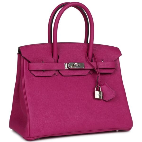 PRE-OWNED HERMÈS BIRKIN 30 ROSE POURPRE TOGO PALLADIUM HARDWARE - Image 3