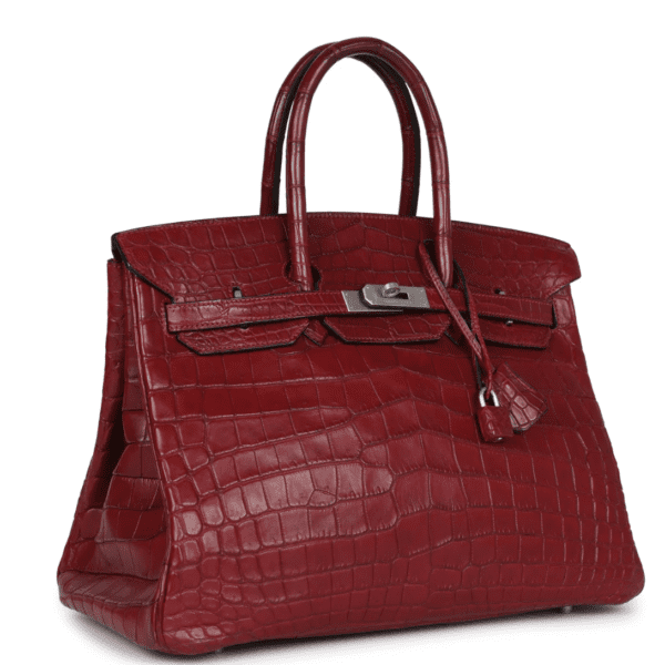 VINTAGE HERMÈS TRAVEL BIRKIN 35 ROUGE H NILOTICUS CROCODILE BRUSHED PALLADIUM HARDWARE - Image 3