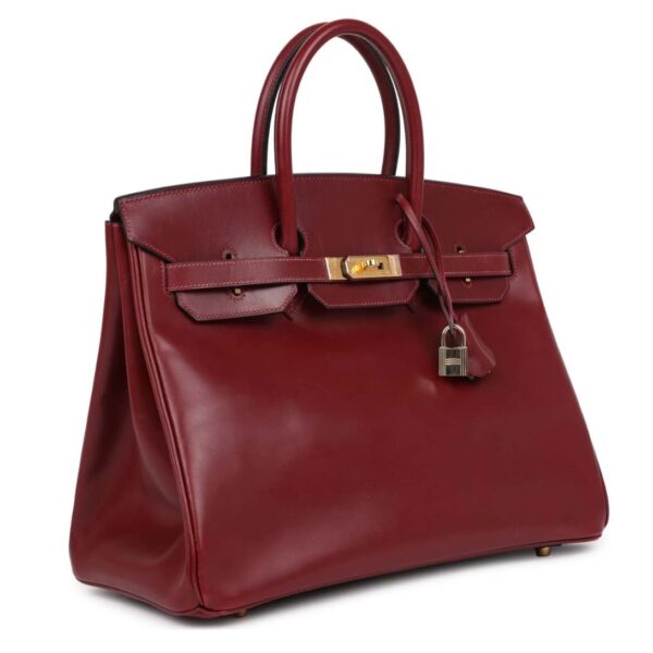 VINTAGE HERMÈS BIRKIN 35 ROUGE H BOX GOLD HARDWARE - Image 3