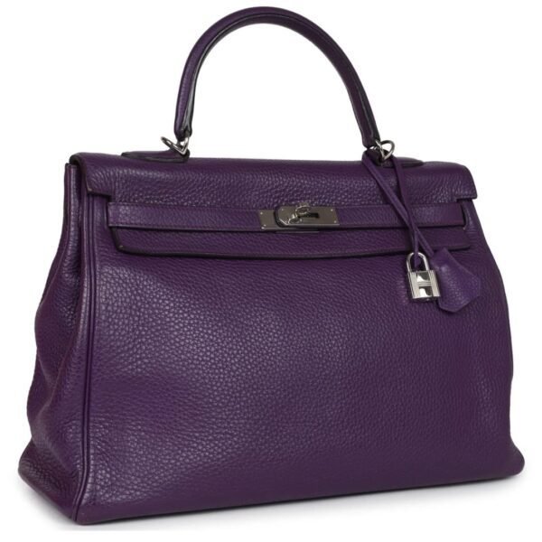PRE-OWNED HERMÈS KELLY RETOURNE 35 ULTRAVIOLET CLEMENCE PALLADIUM HARDWARE - Image 2