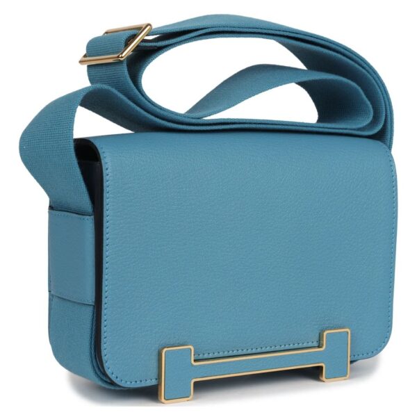 HERMÈS GETA BLUE JEAN CHEVRE MYSORE GOLD HARDWARE - Image 3