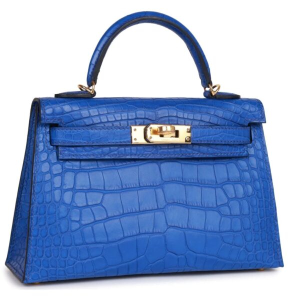 HERMÈS KELLY SELLIER 20 BLEU ROYAL MATTE ALLIGATOR GOLD HARDWARE - Image 3