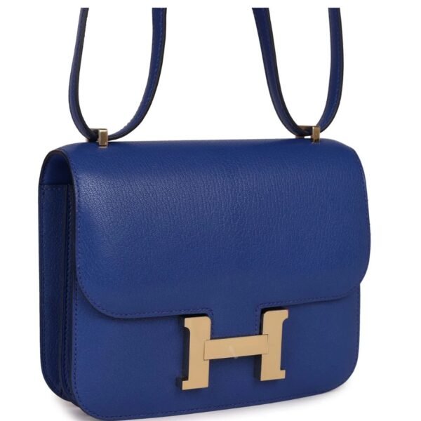 HERMÈS CONSTANCE 18 BLEU ROYAL CHEVRE GOLD HARDWARE - Image 3