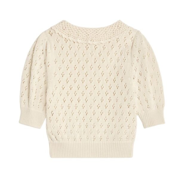 CELINE CROPPED CARDIGAN IN POINTELLE COTTON - Image 2
