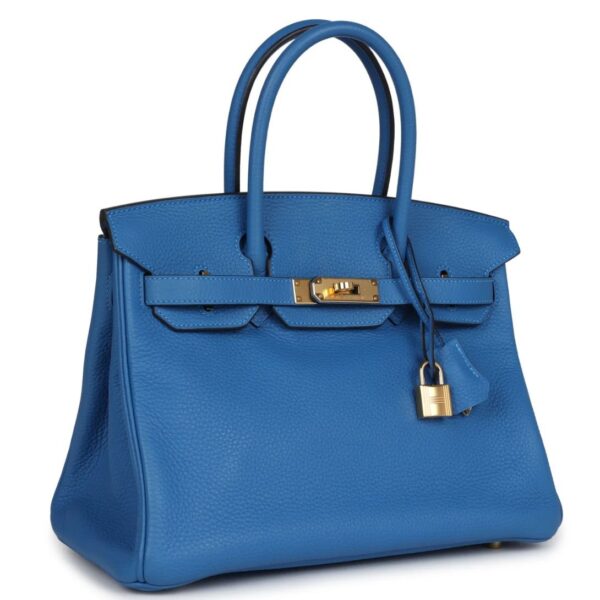 PRE-OWNED HERMÈS BIRKIN 30 MYKONOS CLEMENCE GOLD HARDWARE - Image 3