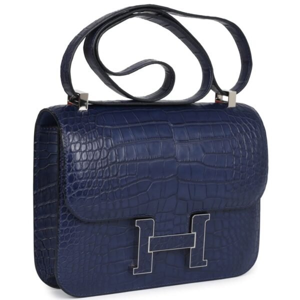 HERMÈS CONSTANCE 1-24 BLEU SAPHIR MATTE ALLIGATOR MARQUETTE PALLADIUM HARDWARE - Image 3