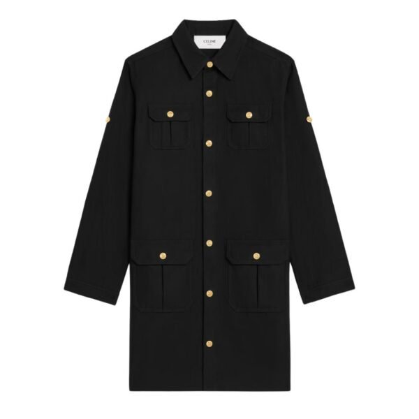 CELINE REPORTER MINI DRESS IN COTTON TWILL - Image 2