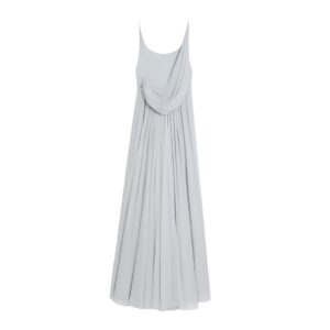 CELINE LONG DRAPED DRESS IN MUSLIN AND SILK CRÊPE