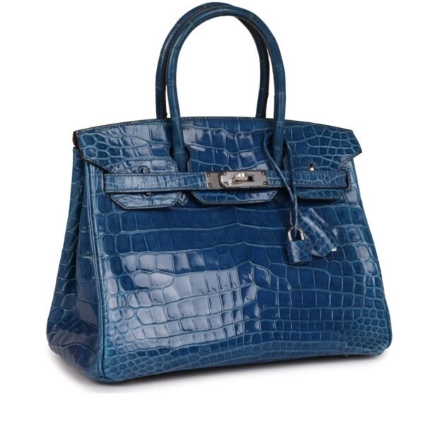 PRE-OWNED HERMÈS BIRKIN 30 MYKONOS SHINY NILOTICUS CROCODILE PALLADIUM HARDWARE - Image 2