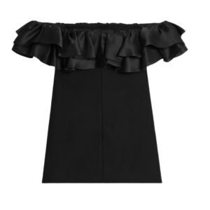 CELINE MINI DRESS WITH RUFFLES IN WOOL SABLÉ