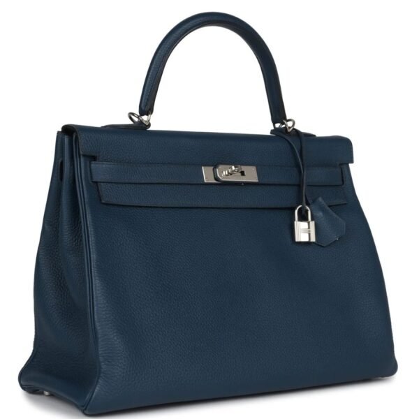 PRE-OWNED HERMÈS KELLY RETOURNE 35 BLEU DE PRUSSE TOGO PALLADIUM HARDWARE - Image 3