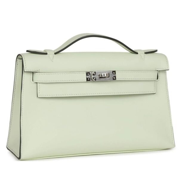 HERMÈS KELLY POCHETTE VERT FIZZ SWIFT PALLADIUM HARDWARE - Image 2