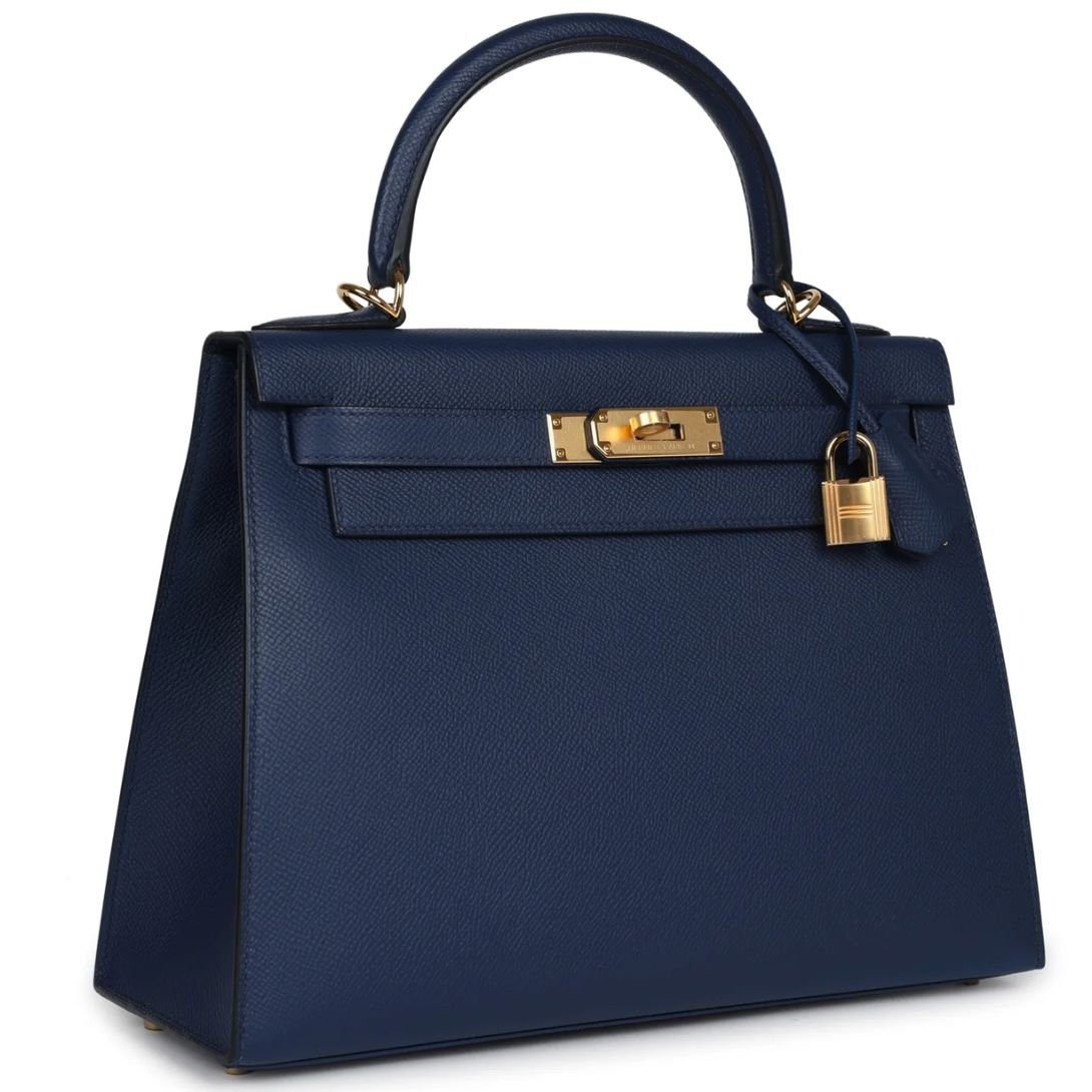 HERMÈS KELLY SELLIER 28 BLEU NAVY EPSOM GOLD HARDWARE - Image 2