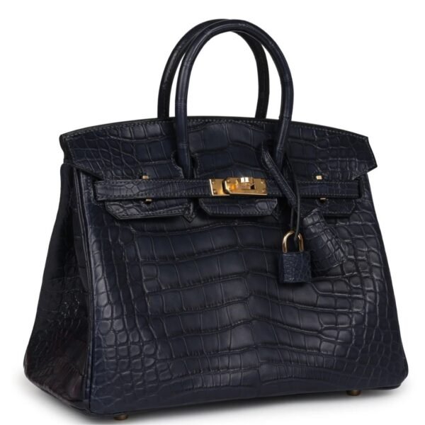 HERMÈS BIRKIN 25 BLEU INDIGO MATTE ALLIGATOR GOLD HARDWARE - Image 2