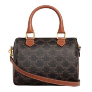 CELINE SMALL BOSTON IN TRIOMPHE CANVAS AND CALFSKIN