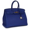 PRE-OWNED HERMÈS BIRKIN 35 BLEU ELECTRIC TOGO GOLD HARDWARE - Image 3