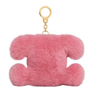 CELINE TRIOMPHE POM POM KEYRING WITH HEART IN SHEARLING AND CALFSKIN WITH GOLD FINISHING