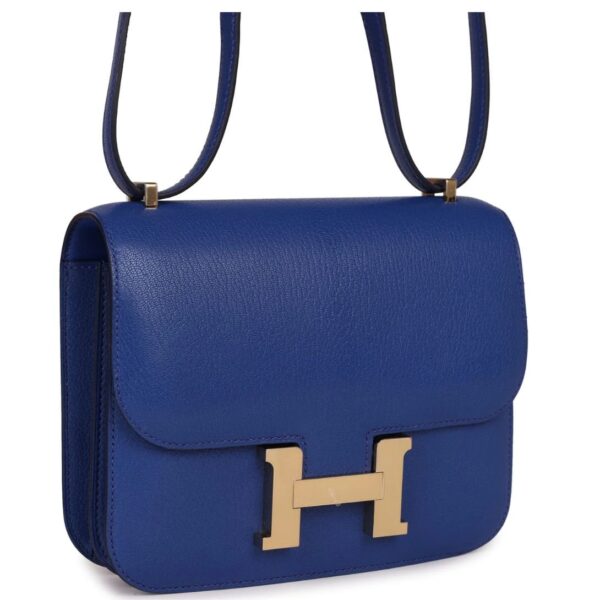 HERMÈS CONSTANCE 18 BLEU ROYAL CHEVRE GOLD HARDWARE - Image 3