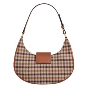 CELINE MEDIUM AVA TRIOMPHE BAG IN TARTAN TEXTILE AND CALFSKIN