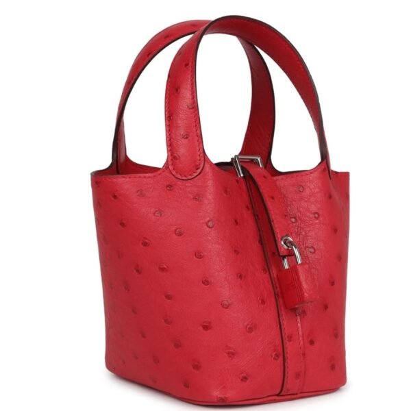 HERMÈS MICRO PICOTIN LOCK 14 BOUGAINVILLEA OSTRICH PALLADIUM HARDWARE - Image 3